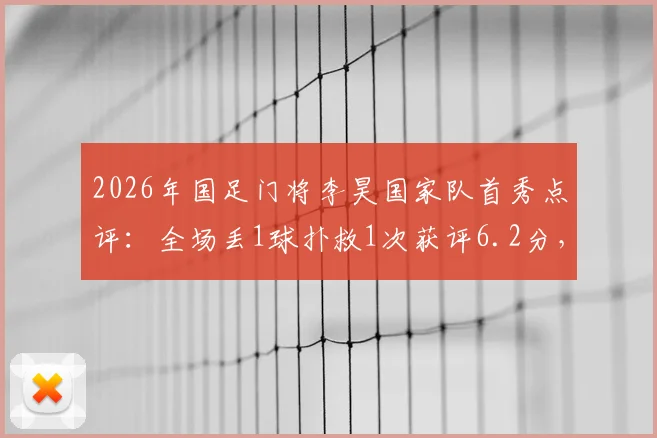 2026年国足门将李昊国家队首秀点评：全场丢1球扑救1次获评6.2分，这个分数到底公不公平？